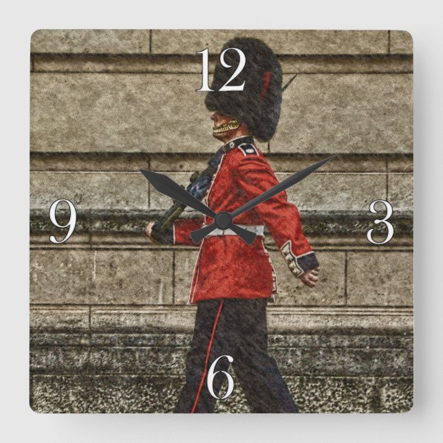 Buckingham Palace Queen's Guard Square Wall Clock (Front)