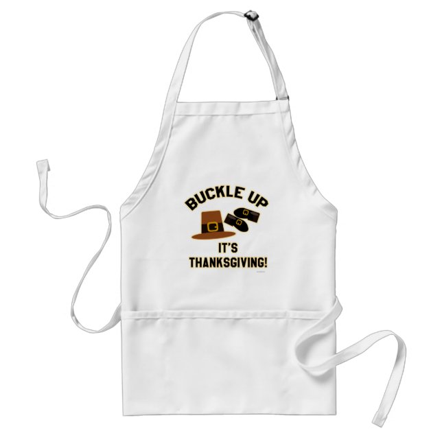 Buckle Up Its Thanksgiving Cartoon Motto Art Standard Apron (Front)