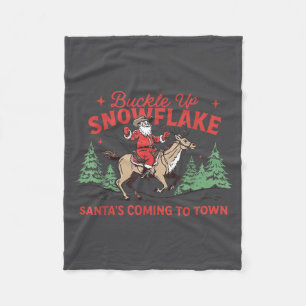 Buckle-up Snowflake Santa's Coming Soon Western Ch Fleece Blanket