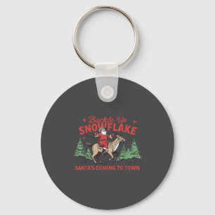 Buckle-up Snowflake Santa's Coming Soon Western Ch Key Ring