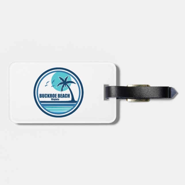 Buckroe Beach Virginia Palm Tree Birds Luggage Tag (Back Horizontal)