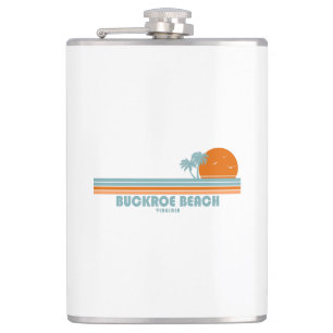 Buckroe Beach Virginia Sun Palm Trees Hip Flask