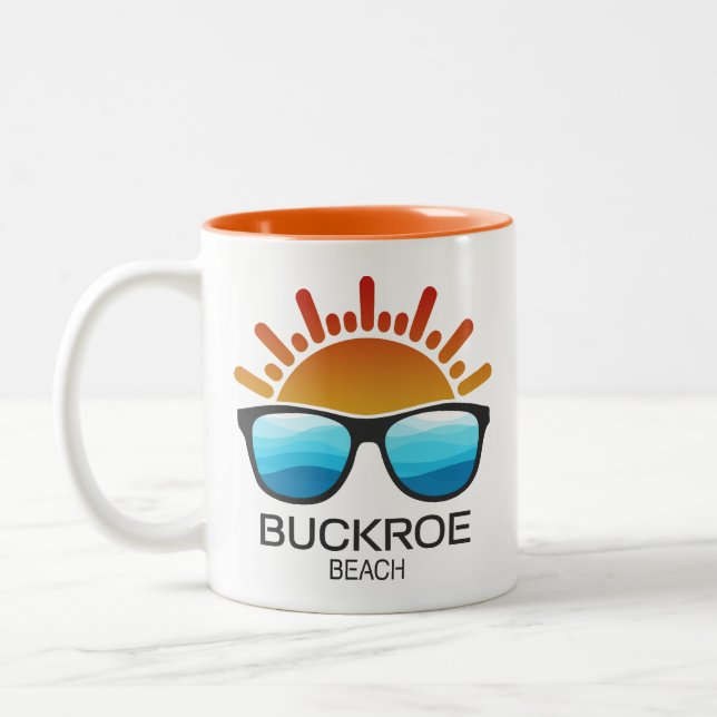 Buckroe Beach Virginia Sunglasses Two-Tone Coffee Mug (Left)