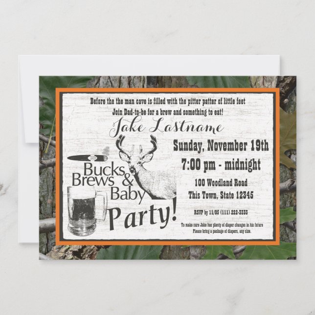 Bucks Beer and Baby Shower Invitation (Front)