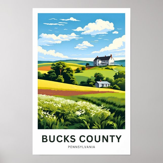 Bucks County Pennsylvania Travel Print (Front)