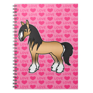 Buckskin Cartoon Gypsy Vanner Shire Love Spiral Notebook