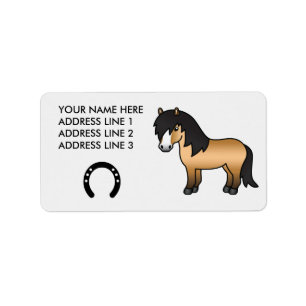 Buckskin Cartoon Shetland Pony Label