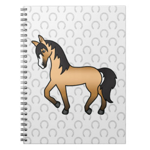 Buckskin Colour Horse Cartoon Illustration Spiral Notebook