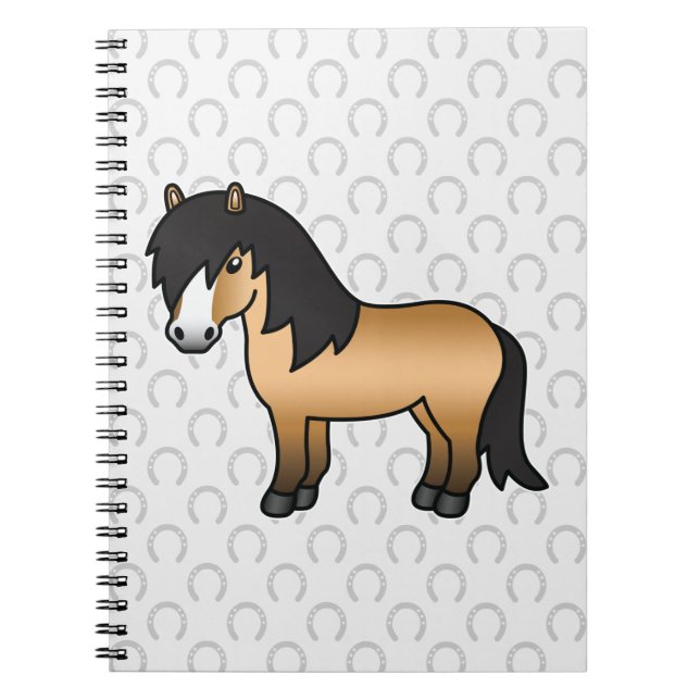 Buckskin Colour Shetland Pony Cartoon Illustration Notebook (Front)