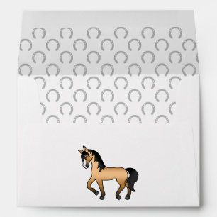 Buckskin Cute Cartoon Trotting Horse Illustration Envelope