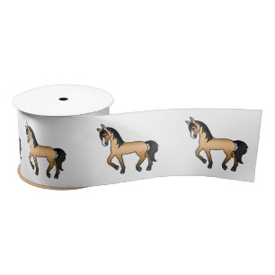 Buckskin Cute Cartoon Trotting Horses Satin Ribbon