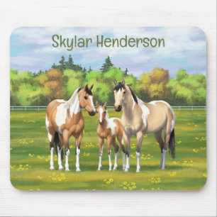 Buckskin Dun Pinto Paint Horses In Summer Pasture Mouse Pad