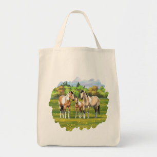 Buckskin Dun Pinto Paint Horses In Summer Pasture Tote Bag