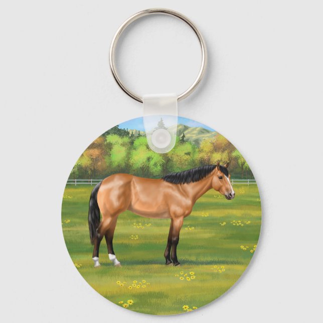 Buckskin Dun Quarter Horse Key Ring (Front)