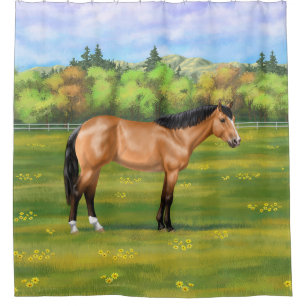 Buckskin Dun Quarter Horse Shower Curtain