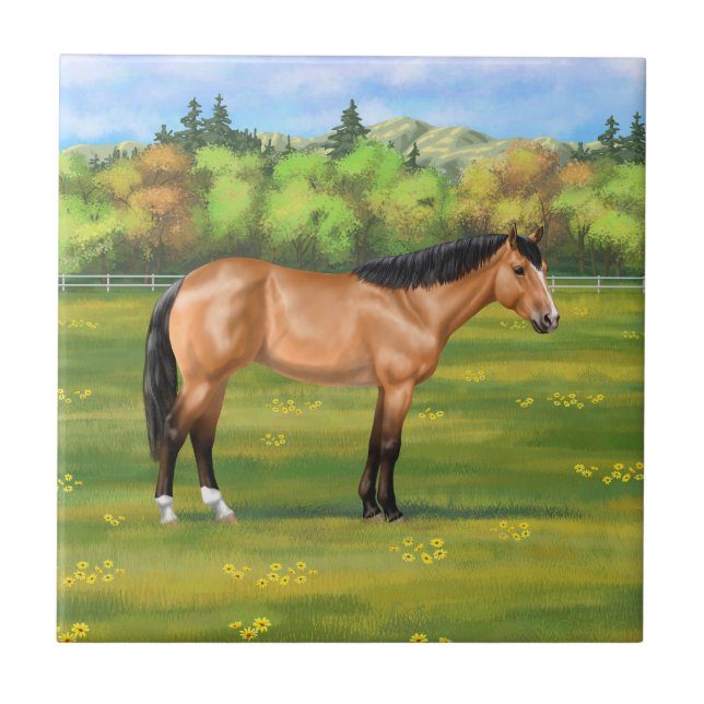 Buckskin Dun Quarter Horse Tile (Front)