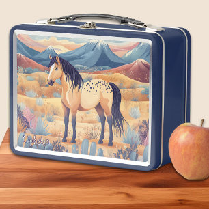 Buckskin Horse Girls Colourful Desert Cactus Fun Metal Lunch Box