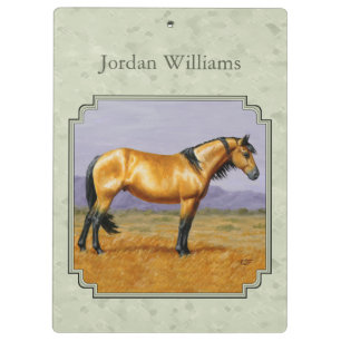 Buckskin Horse Mustang Stallion Sage Green Clipboard