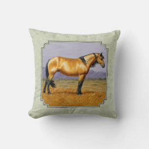 Buckskin Horse Mustang Stallion Sage Green Cushion
