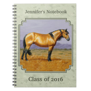 Buckskin Horse Mustang Stallion Sage Green Spiral Notebook