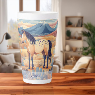 Buckskin Horse Pink Blue Purple Girls Personalised Latte Mug
