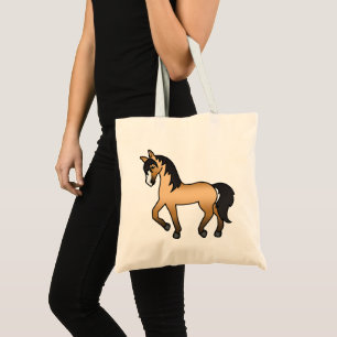 Buckskin Horse Trotting Cartoon Illustration Cute Tote Bag
