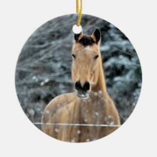Buckskin Horse Winter Ceramic Tree Decoration