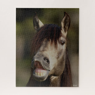 Buckskin Lusitano Stallion Flehmen Headshot Jigsaw Puzzle
