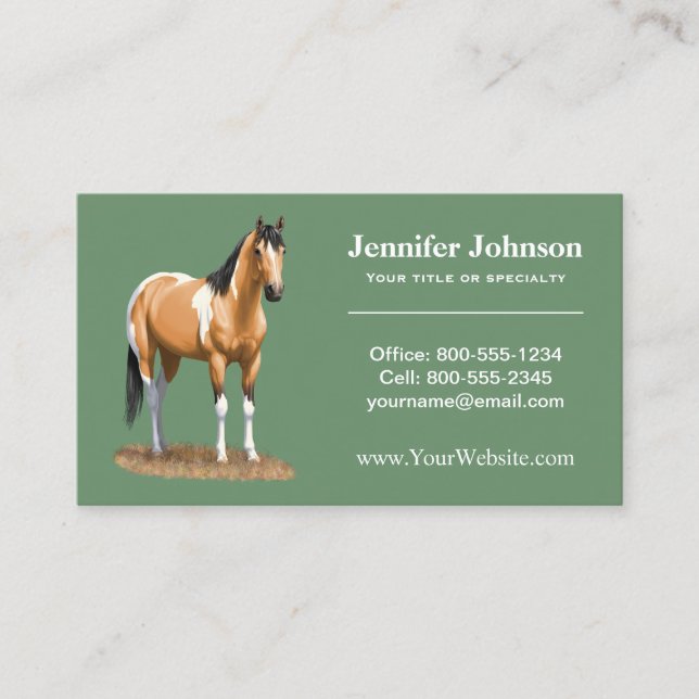 Buckskin Pinto Dun Paint Horse Staillion Business Card (Front)