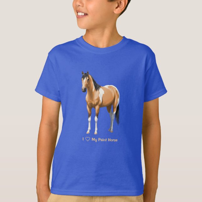 Buckskin Pinto Dun Paint Horse Staillion T-Shirt (Front)