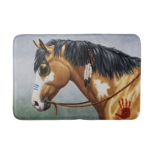 Buckskin Pinto Native American War Horse Bath Mat