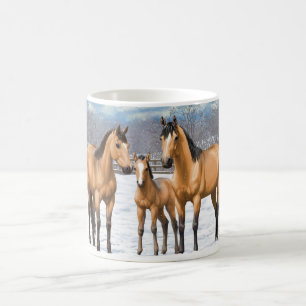 Buckskin Quarter Horses In Snow Coffee Mug
