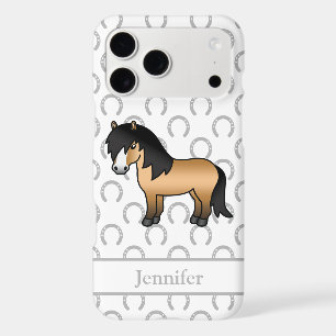 Buckskin Shetland Pony Cute Cartoon Illustration