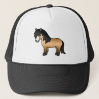 Buckskin Shetland Pony Cute Cartoon Illustration