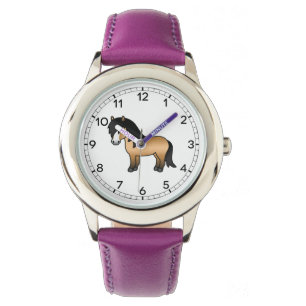 Buckskin Shetland Pony Cute Cartoon Illustration Watch