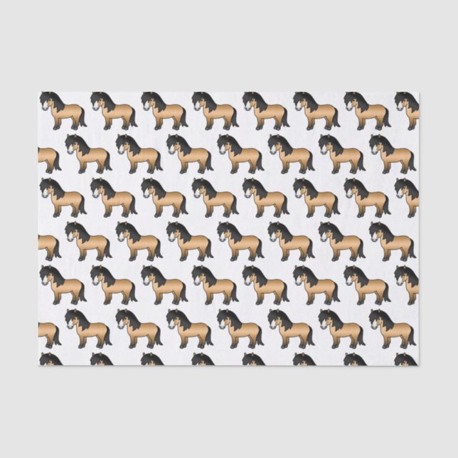 Buckskin Shetland Pony Cute Cartoon Pony Pattern Tissue Paper (Front)