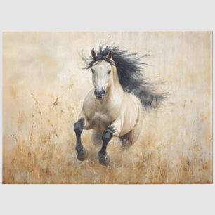 Buckskin Stallion Galloping Decoupage Tissue Paper