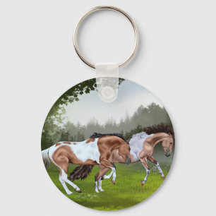 Buckskin Tobiano Paint Horses Key Ring