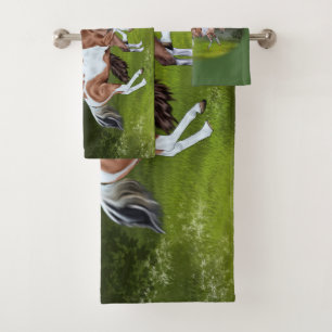 Buckskin Tobiano Paint Horses Print Bath Towel Set