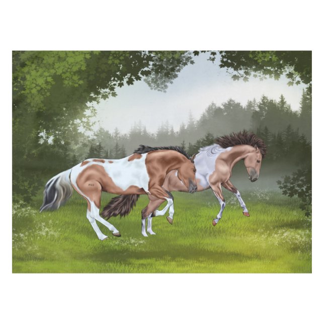 Buckskin Tobiano Paint Horses Tablecloth (Front (Horizontal))