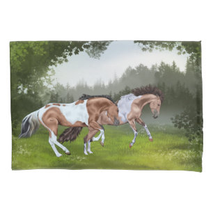 Buckskin Tobiano Paint Horses Western Equine Art Pillowcase