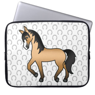 Buckskin Trotting Horse Cute Cartoon Illustration Laptop Sleeve