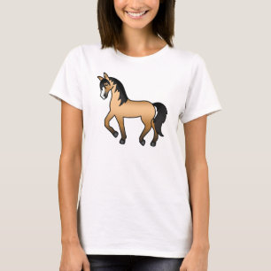 Buckskin Trotting Horse Cute Cartoon Illustration T-Shirt