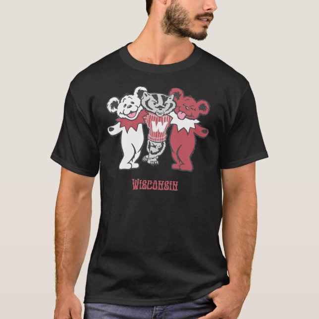 Bucky and Bears - University of Wisconsin-Madison  T-Shirt (Front)
