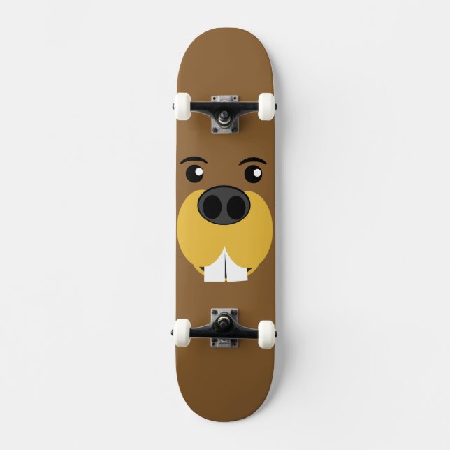 Bucky Beaver Face Skateboard (Front)