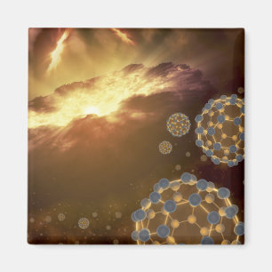 Buckyballs floating in interstellar space magnet