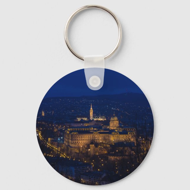 Buda Castle Hungary Budapest at night Key Ring (Front)