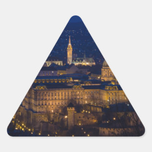 Buda Castle Hungary Budapest at night Triangle Sticker