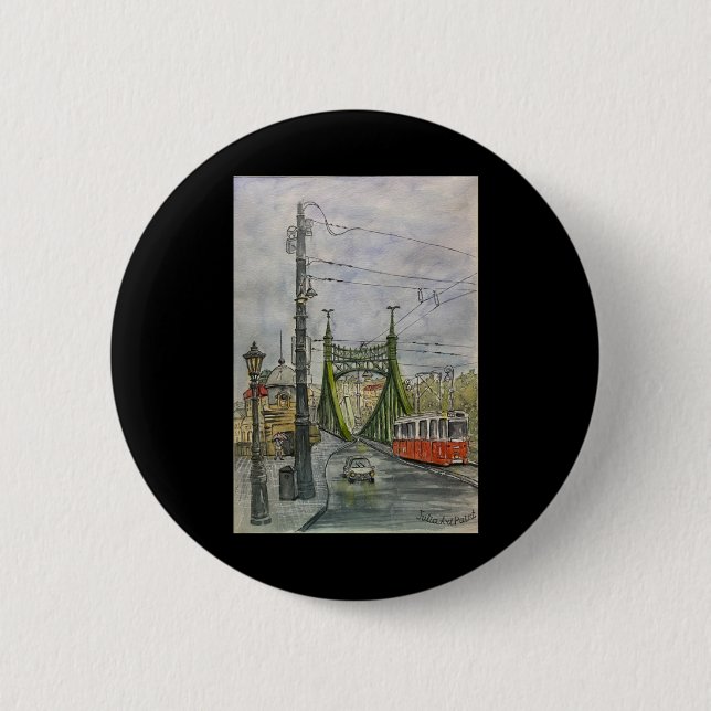 Budapest  6 cm round badge (Front)