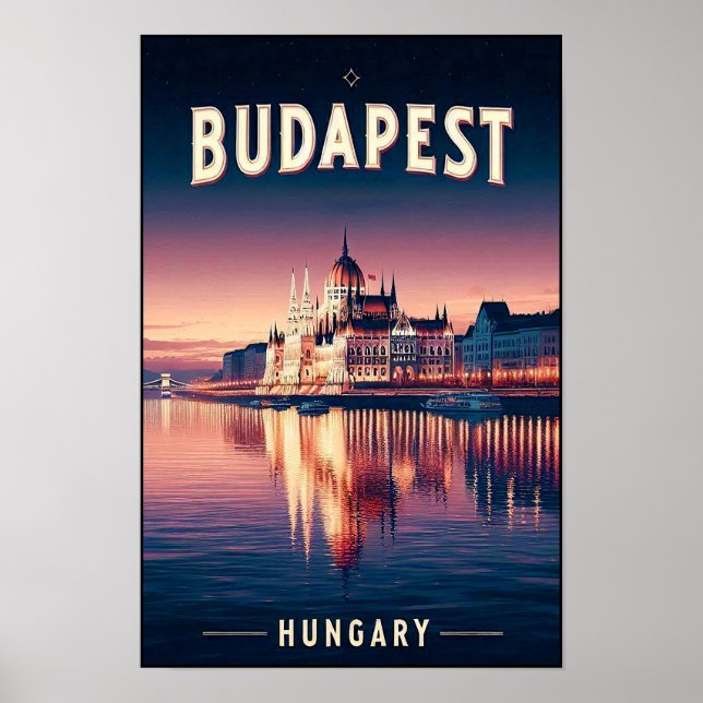 Budapest by Night – A Vintage Travel Poster (Front)